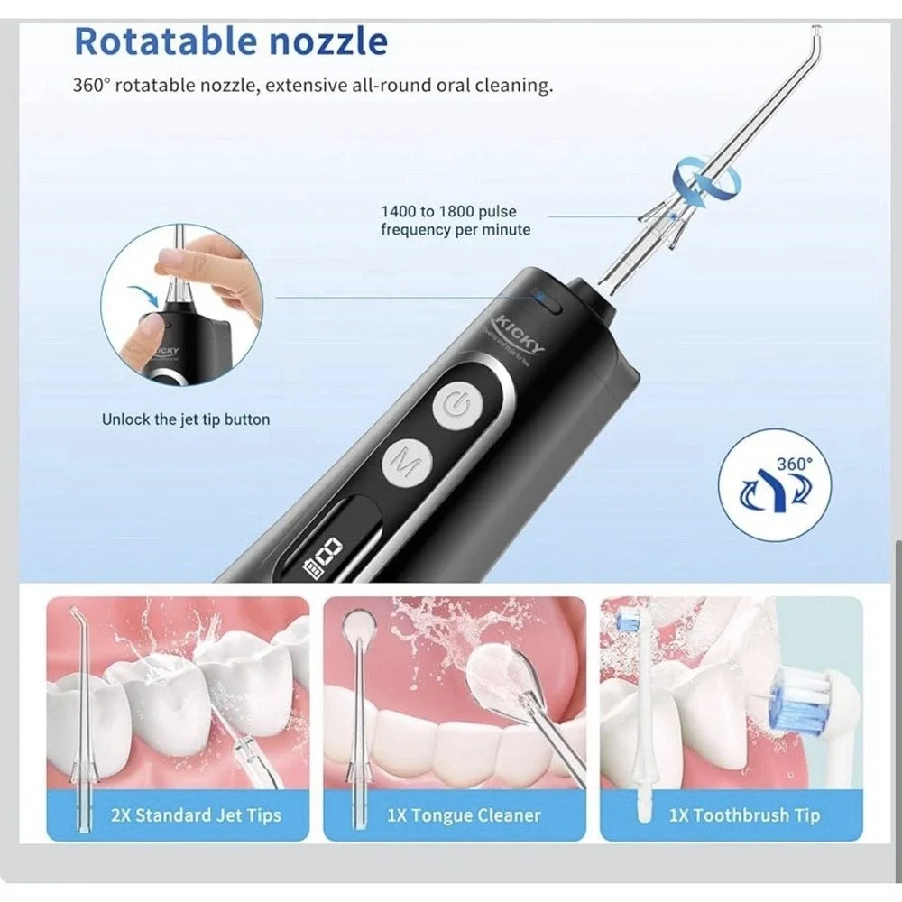 Water Dental Flosser Cordless for Teeth Cleaning - 4‎ Modes Oral Irrigator 300ML